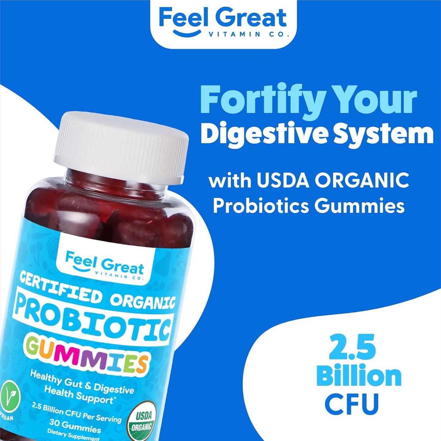 USDA Probiotic Gummies for Adults and Kids - Immune and Digestive Support with Clinically Studied DE111 - Bacillus subtilis - 30 Day Supply