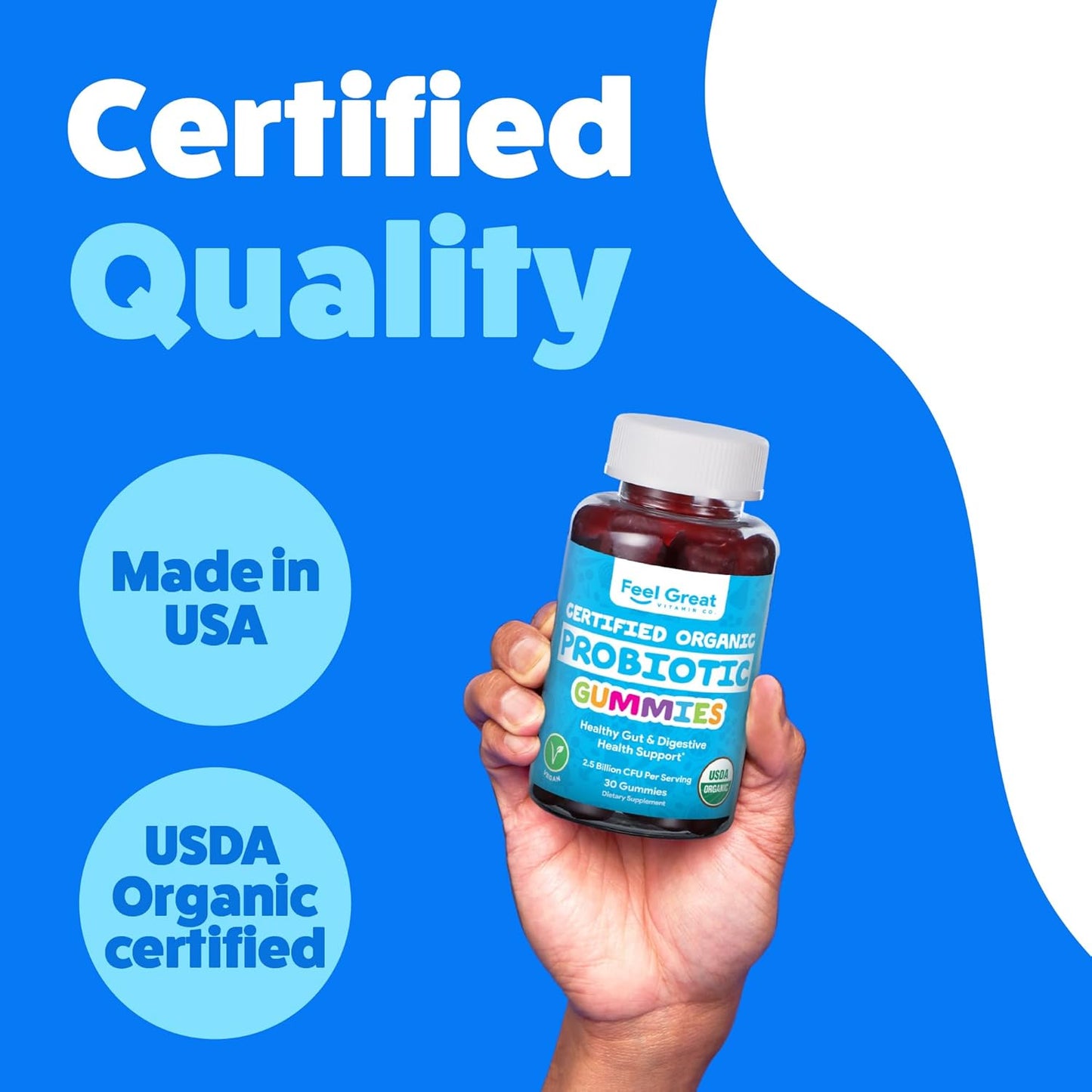 USDA Probiotic Gummies for Adults and Kids - Immune and Digestive Support with Clinically Studied DE111 - Bacillus subtilis - 30 Day Supply