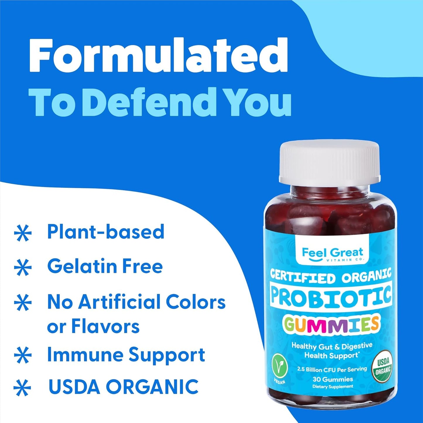USDA Probiotic Gummies for Adults and Kids - Immune and Digestive Support with Clinically Studied DE111 - Bacillus subtilis - 30 Day Supply