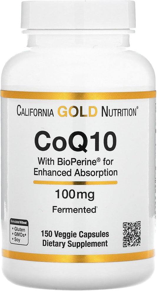 USP-Verified California Gold Nutrition CoQ10 with BioPerine - 100mg, 150 Vegan Capsules - Mitochondrial Support - Gluten Free & Non-GMO