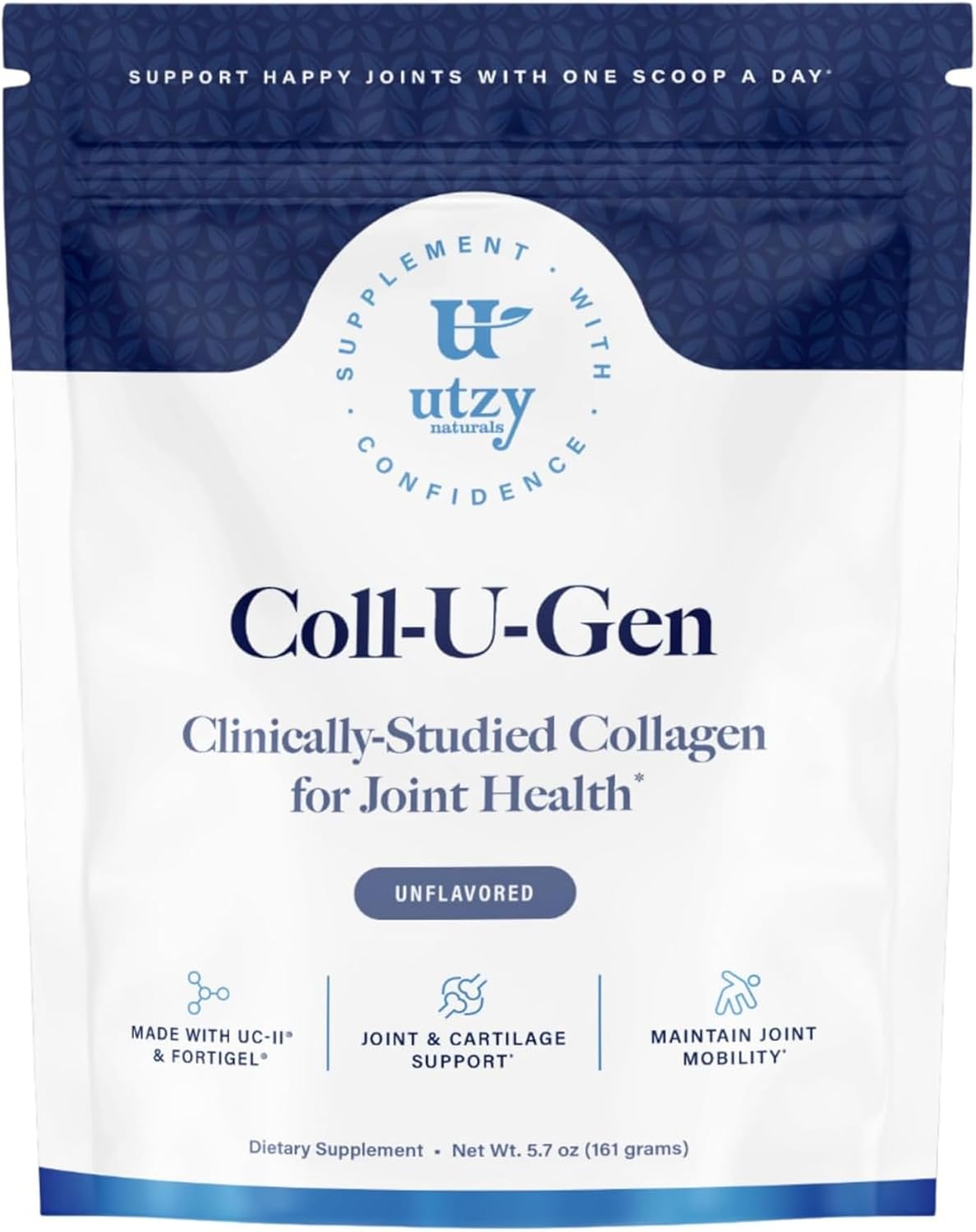 Utzy Naturals Coll-U-Gen Joint Support Supplement Powder | Fortified with UC-II® & Fortigel® | Unflavored | 30 Servings - BoostGo Australia