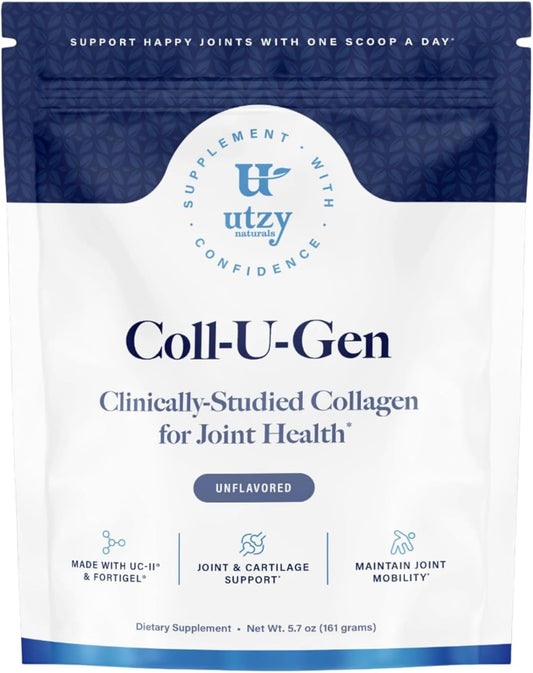 Utzy Naturals Coll-U-Gen Joint Support Supplement Powder | Fortified with UC-II® & Fortigel® | Unflavored | 30 Servings - BoostGo Australia