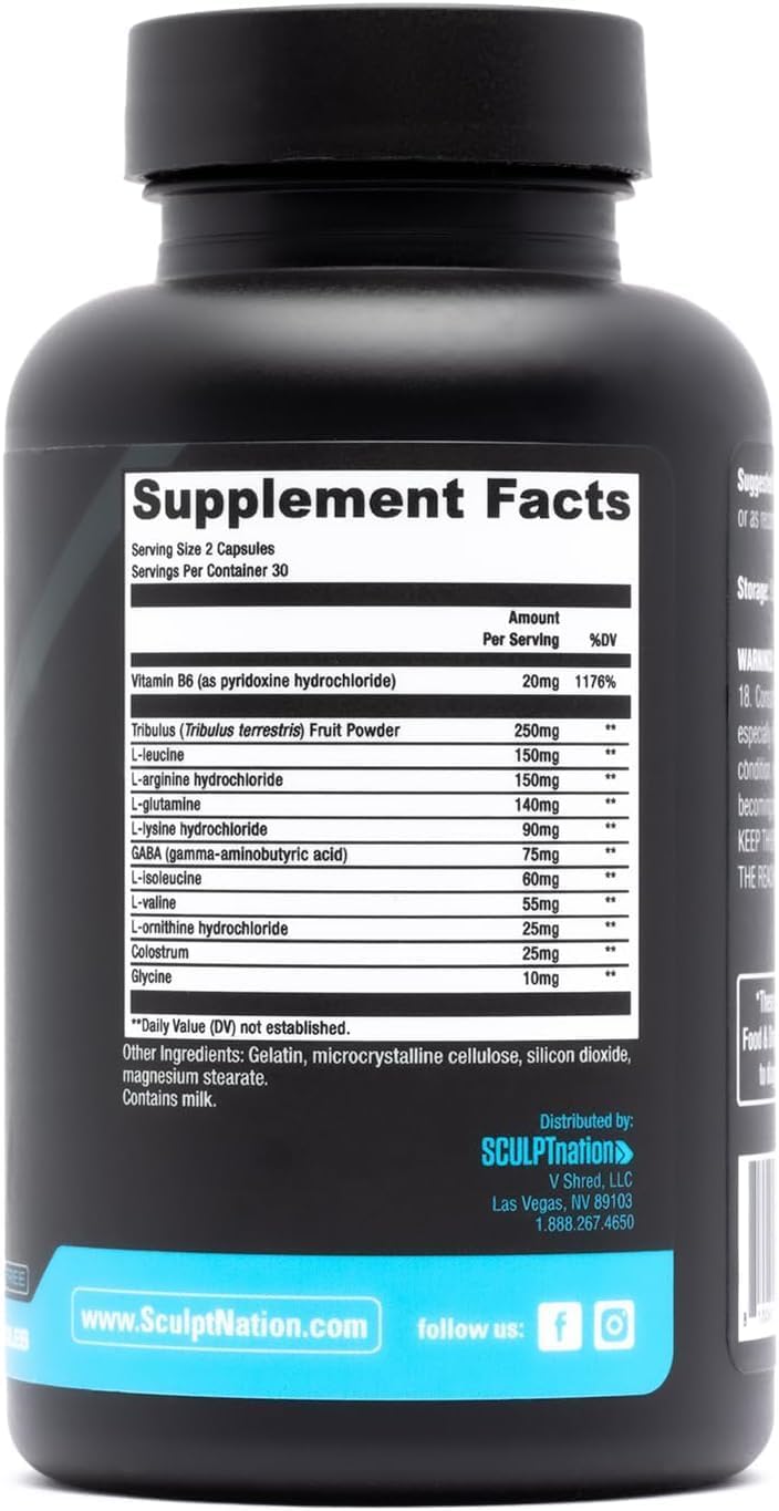V Shred Sculpt Nation Amino Acids, L-Arginine, Tribulus Terrestris & Apple Cider Vinegar Supplement Bundle