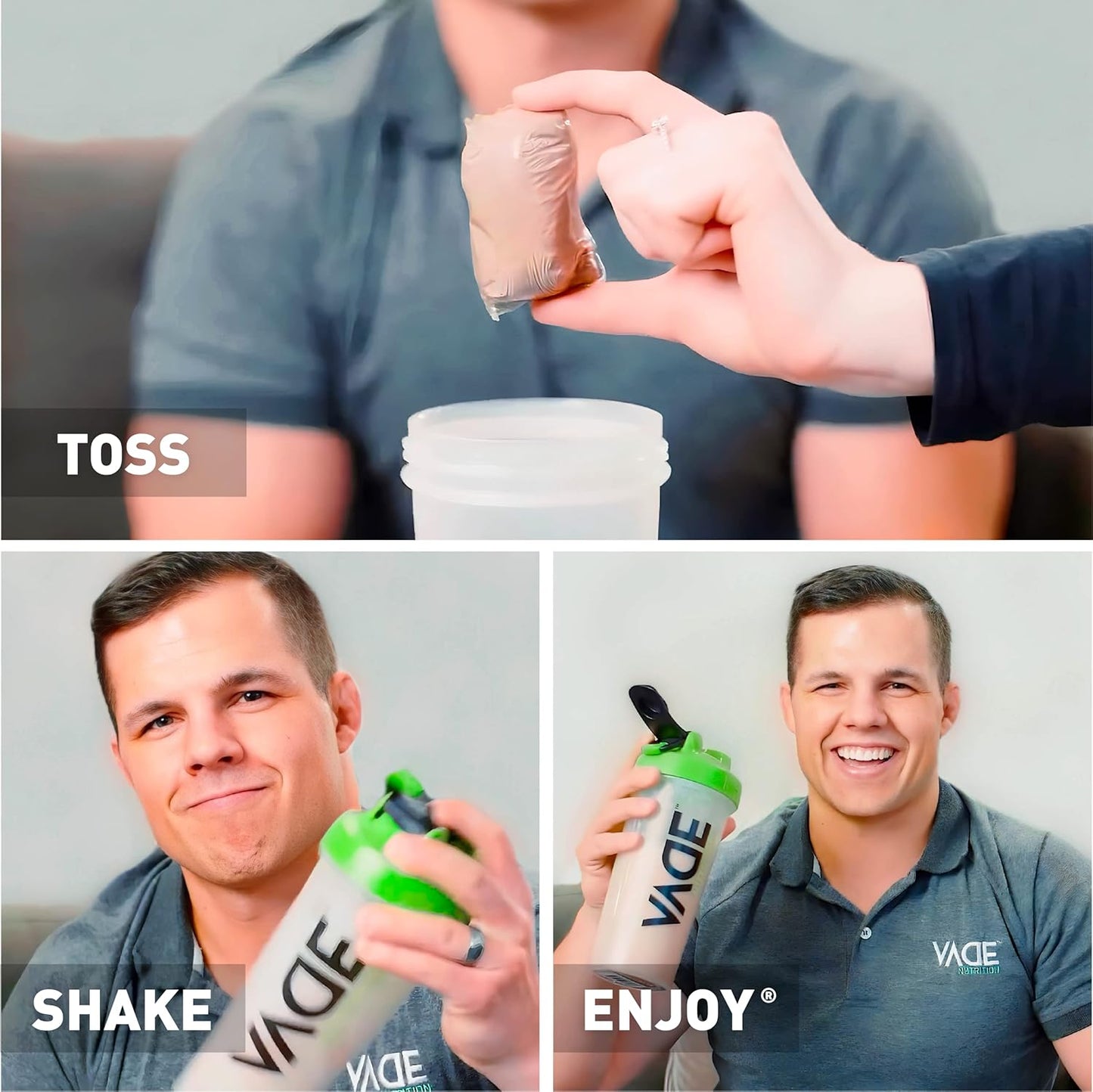 VADE Nutrition Dissolvable Protein Packs - Chocolate Milkshake Flavor - 100% Whey Isolate Protein Powder - Low Carb, Calorie, Lactose, Sugar, Fat, Gluten Free - 30 Packets