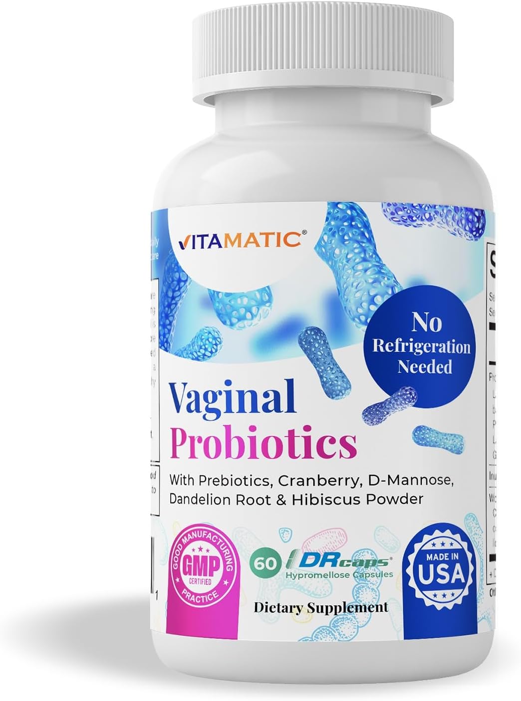 Vaginal Probiotics for Women - 20 Billion CFU with Prebiotics & Cranberry - 60 DR Capsules for pH Balance & Odor Control