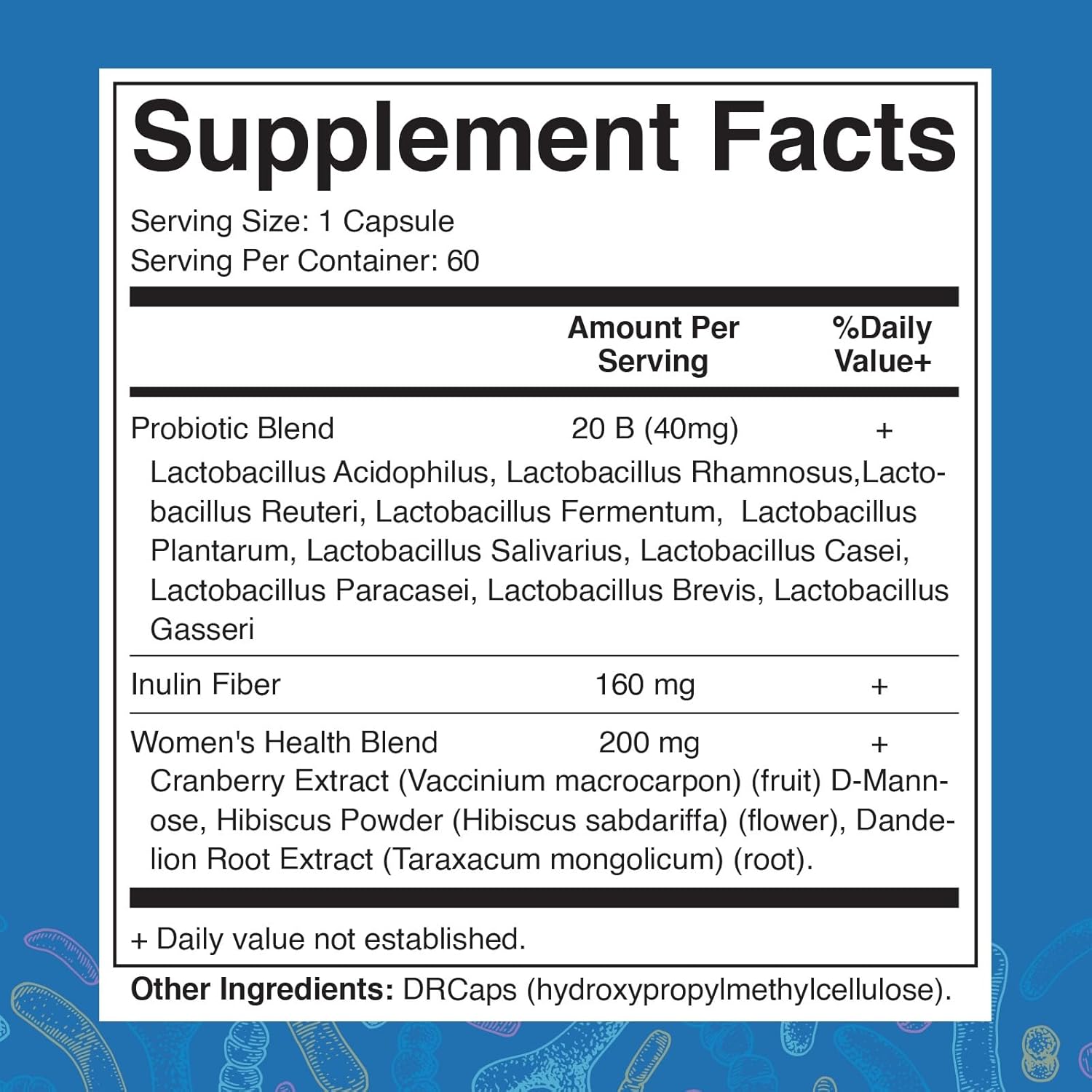 Vaginal Probiotics for Women - 20 Billion CFU with Prebiotics & Cranberry - 60 DR Capsules for pH Balance & Odor Control