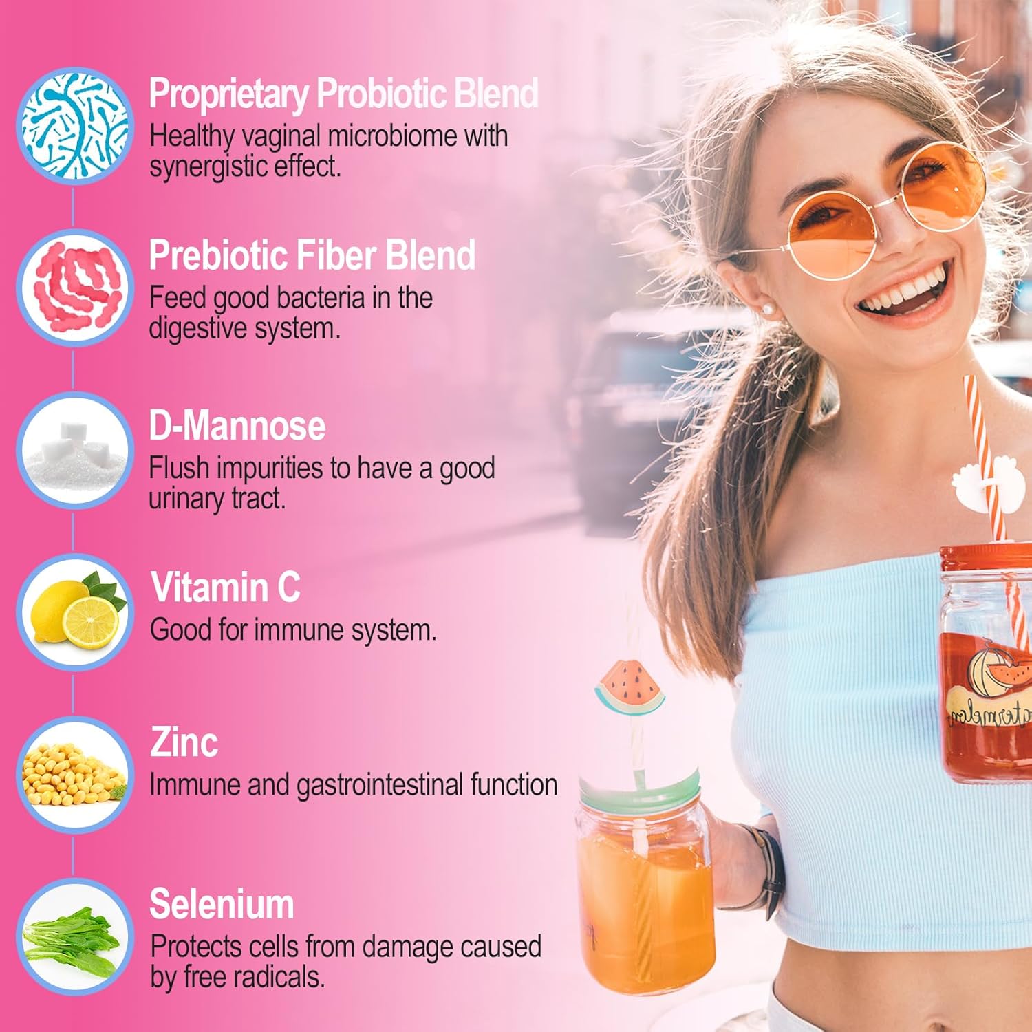 Vaginal Probiotics for Women - 70 Billion CFU, 13 Strains with Prebiotic & D-Mannose - Supports Vaginal Health, pH Balance, Immune & Digestive System - 300 Capsules