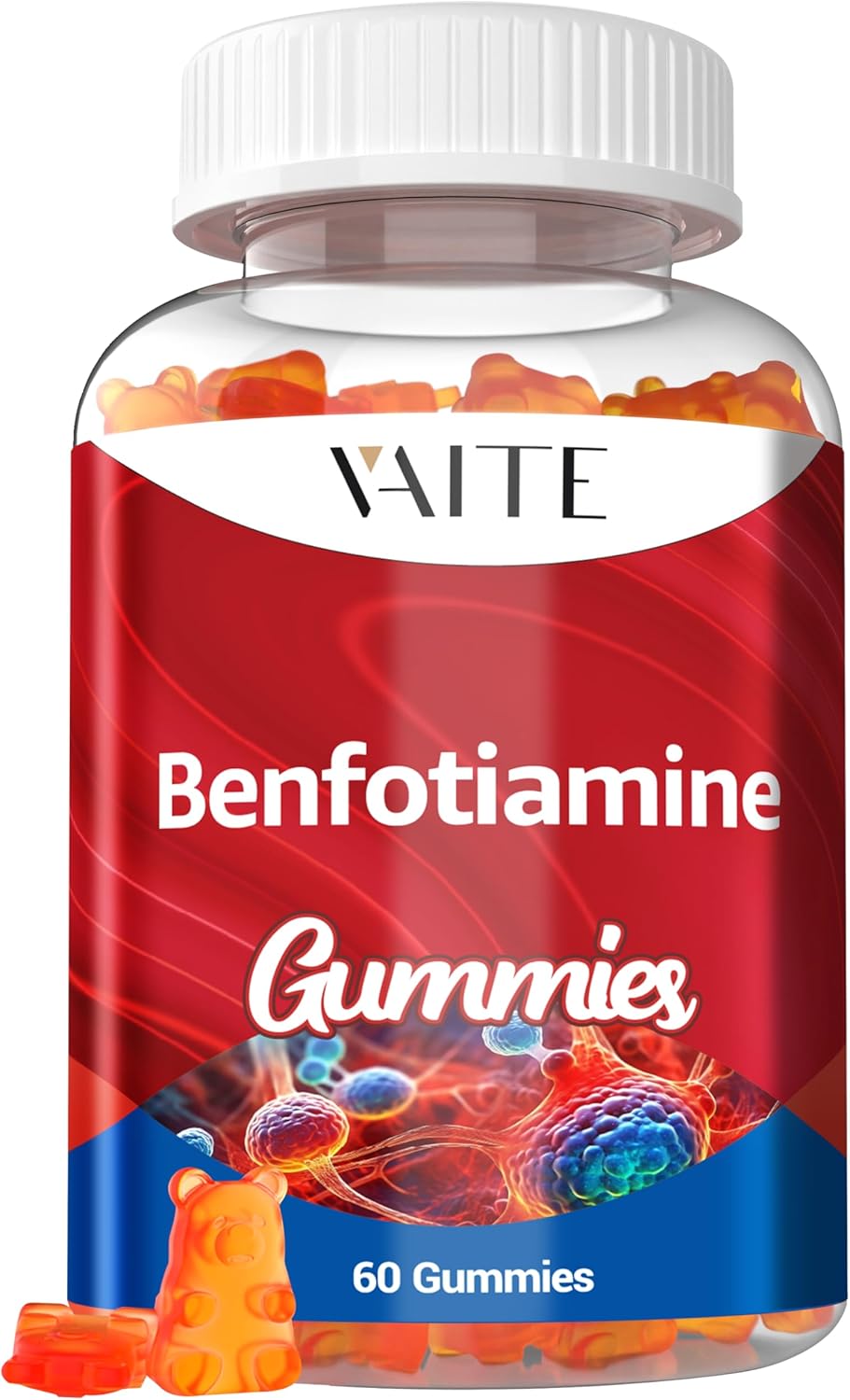 VAITE Benfotiamine Gummies 320mg with L-Leucine: Vitamin B1 Complex for Men and Women, Non-GMO, Vegan & Gluten-Free - Supports Metabolism & Energy