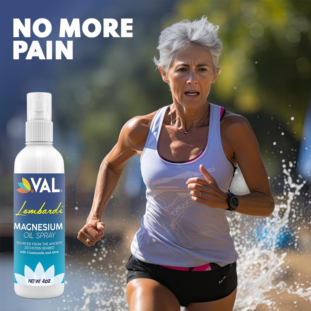 VAL Magnesium Oil Spray with Chamomile and Aloe for Healthy Hair, Skin, and Better Sleep - 4 oz - Made in USA from Ancient Zechstein Seabed
