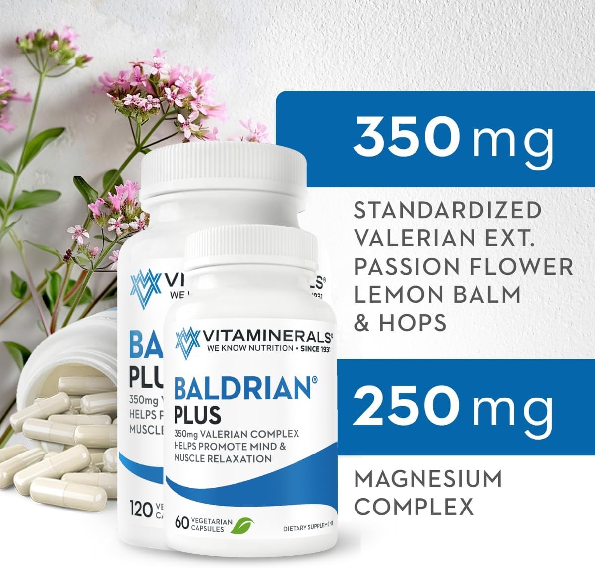 Valerian Extract Supplement for Natural Relaxation Support (120 Capsules)