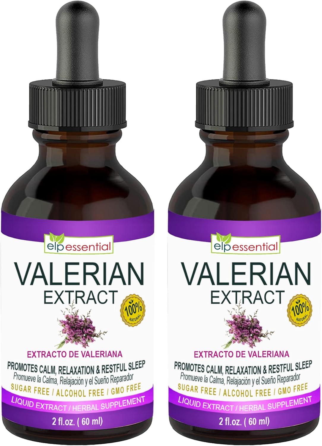 Valerian Root Extract Drops | 2 fl oz | Sugar Free, Alcohol Free, Non-GMO, Gluten Free Liquid Supplement - 2 Pack