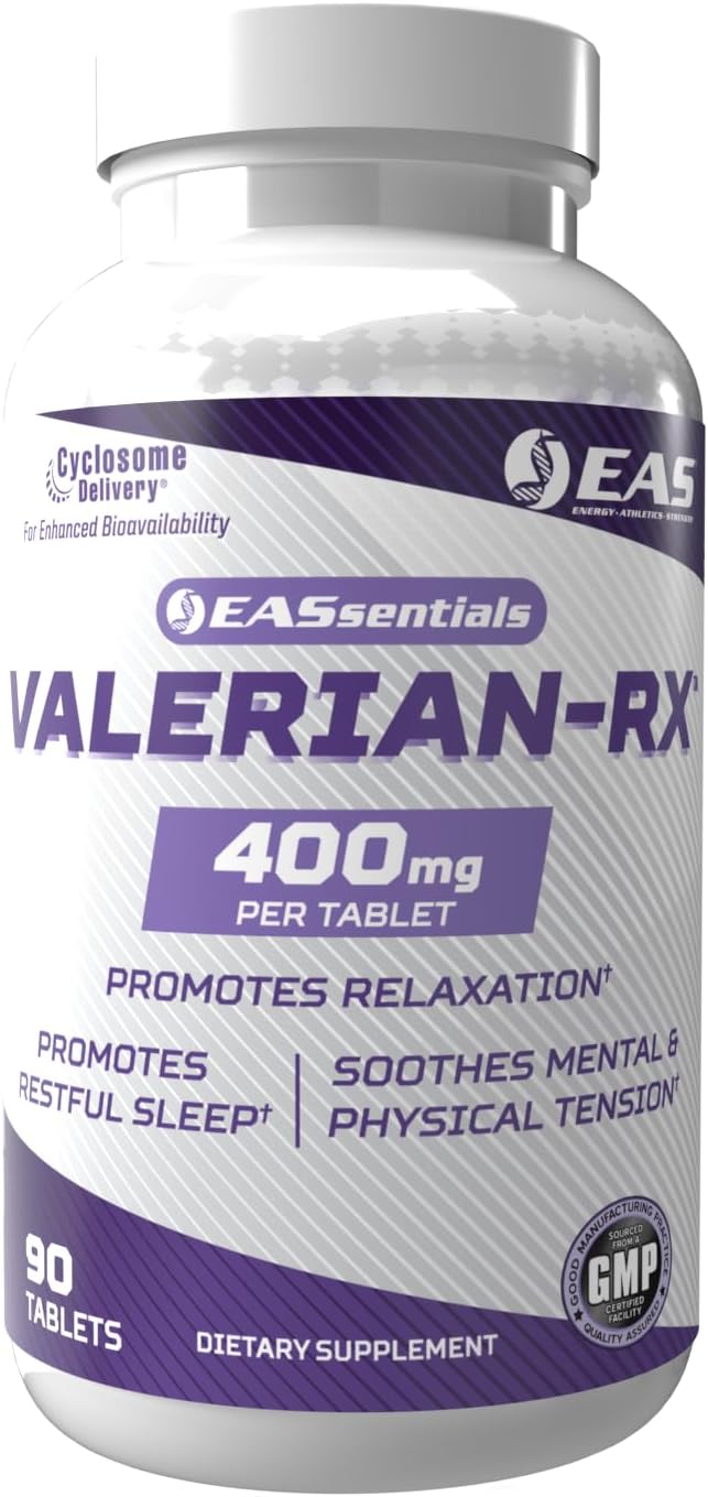 Valerian-RX 400mg Tablets for Relaxation & Restful Sleep | Gluten Free, Non GMO | Enhanced Absorption with Cyclosome Delivery | 90 Count
