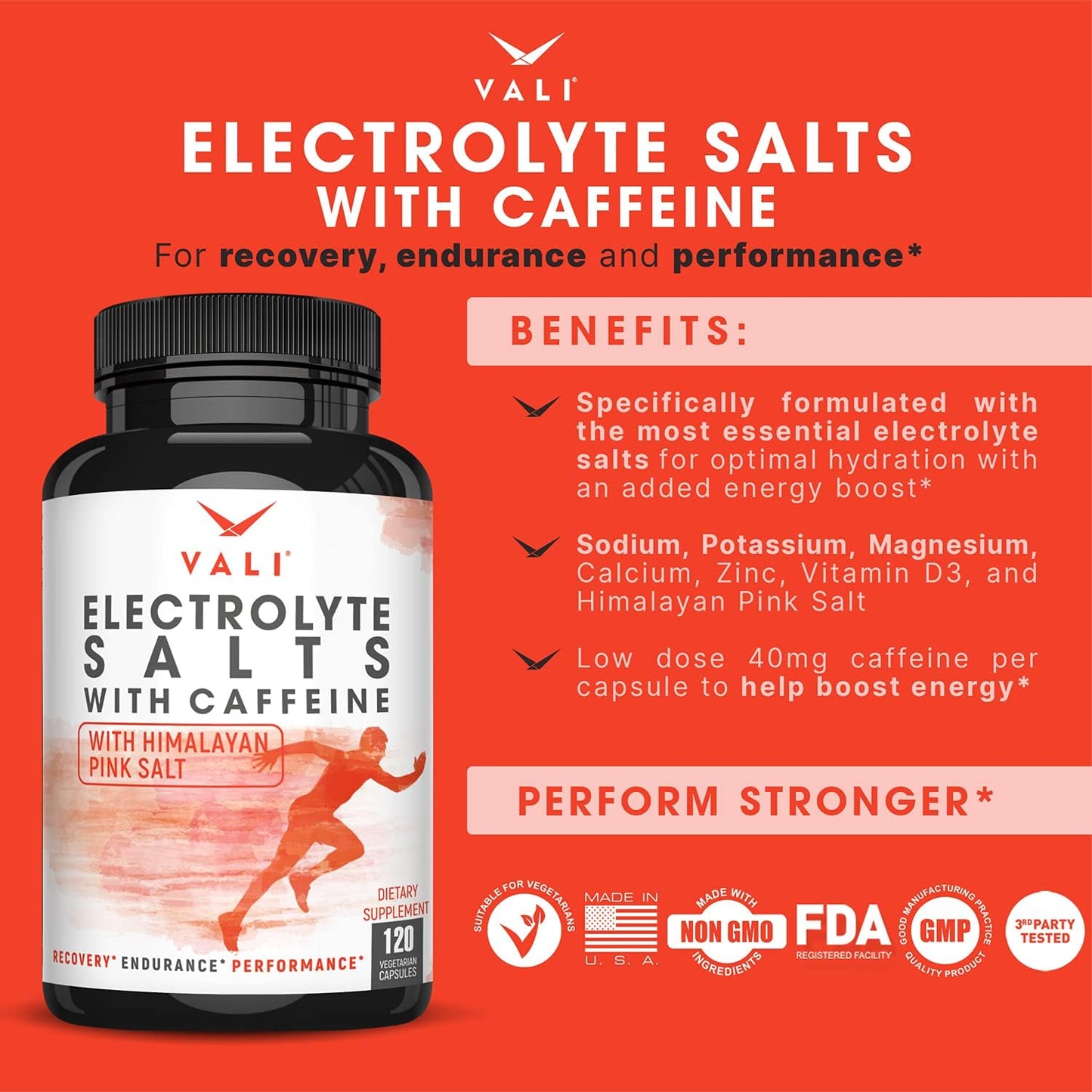 VALI Neuro Force Electrolyte Salts with Caffeine Bundle - Nootropic Brain Booster & Hydration Recovery Supplement