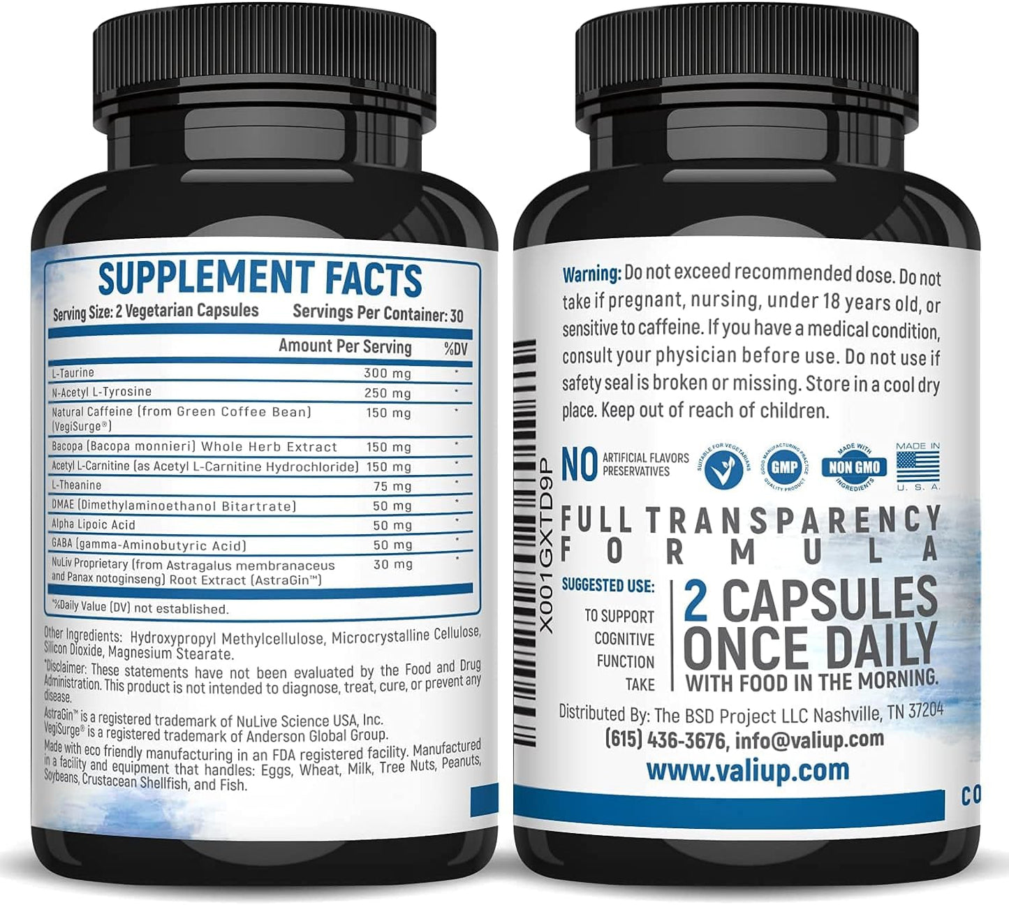 VALI Neuro Force Electrolyte Salts with Caffeine Bundle - Nootropic Brain Booster & Hydration Recovery Supplement