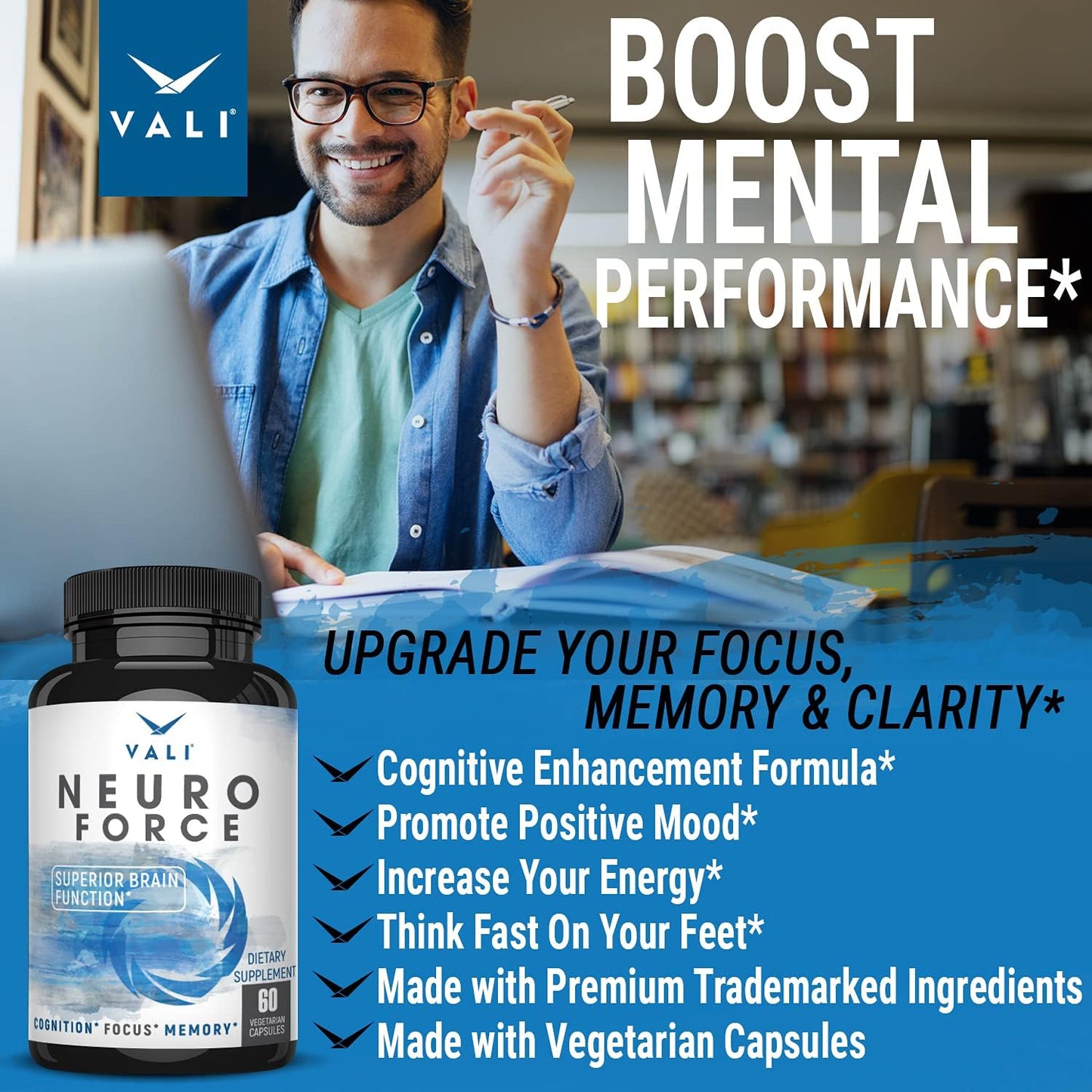 VALI Neuro Force Electrolyte Salts with Caffeine Bundle - Nootropic Brain Booster & Hydration Recovery Supplement