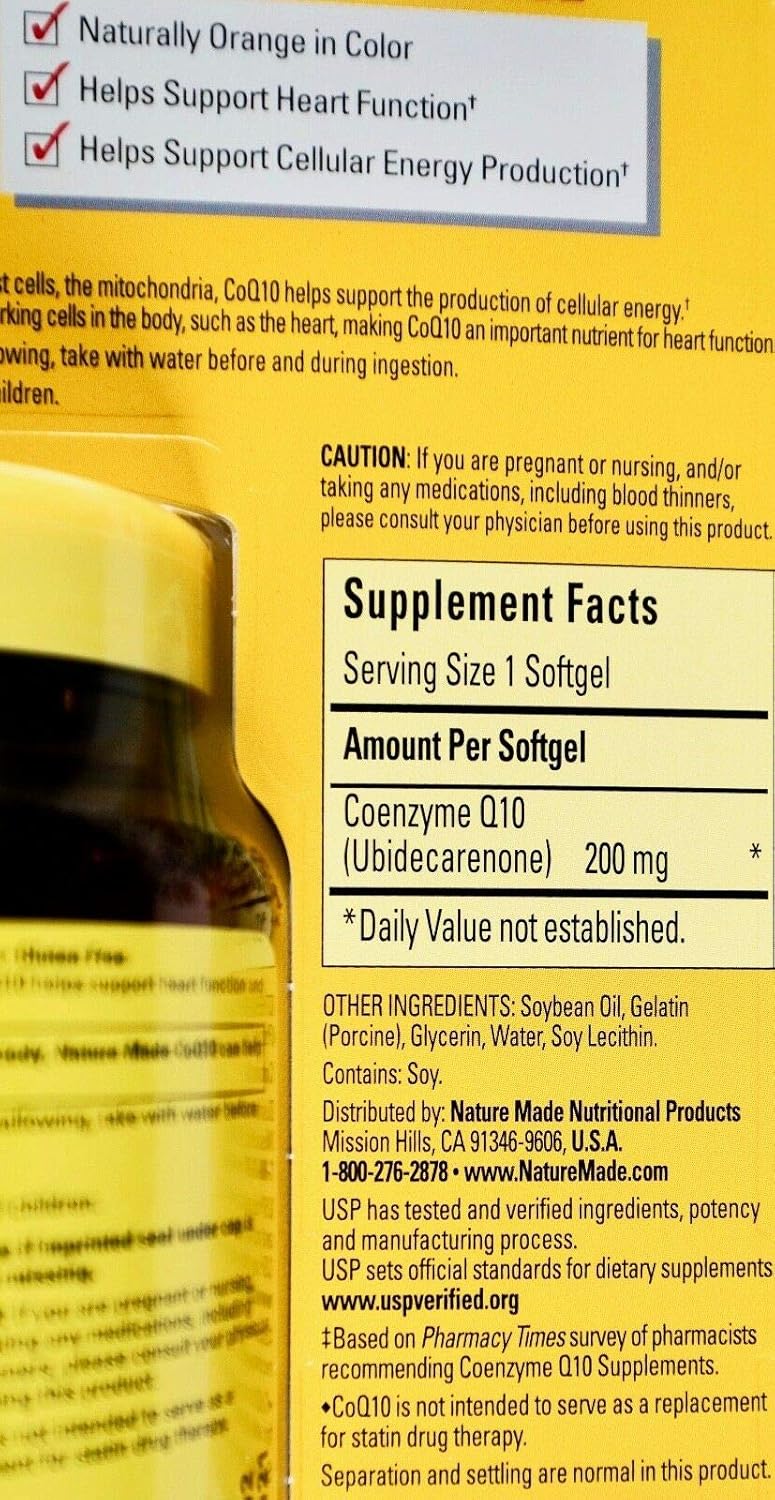 Value Size Nature Made Coq10 200mg Softgels, 140 Count, Naturally Orange Flavor