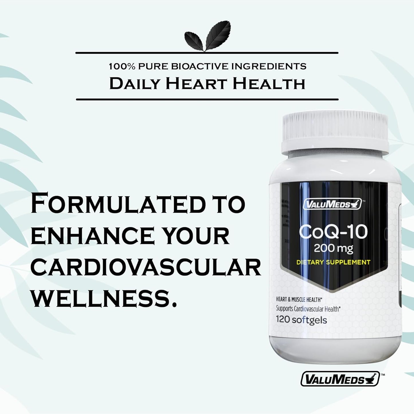 ValuMeds CoQ-10 Non-GMO Coenzyme Q10 Supplement - 120 Softgels for Heart Health & Energy Support - Gluten Free for High Blood Pressure - 120 Count, 200 mg