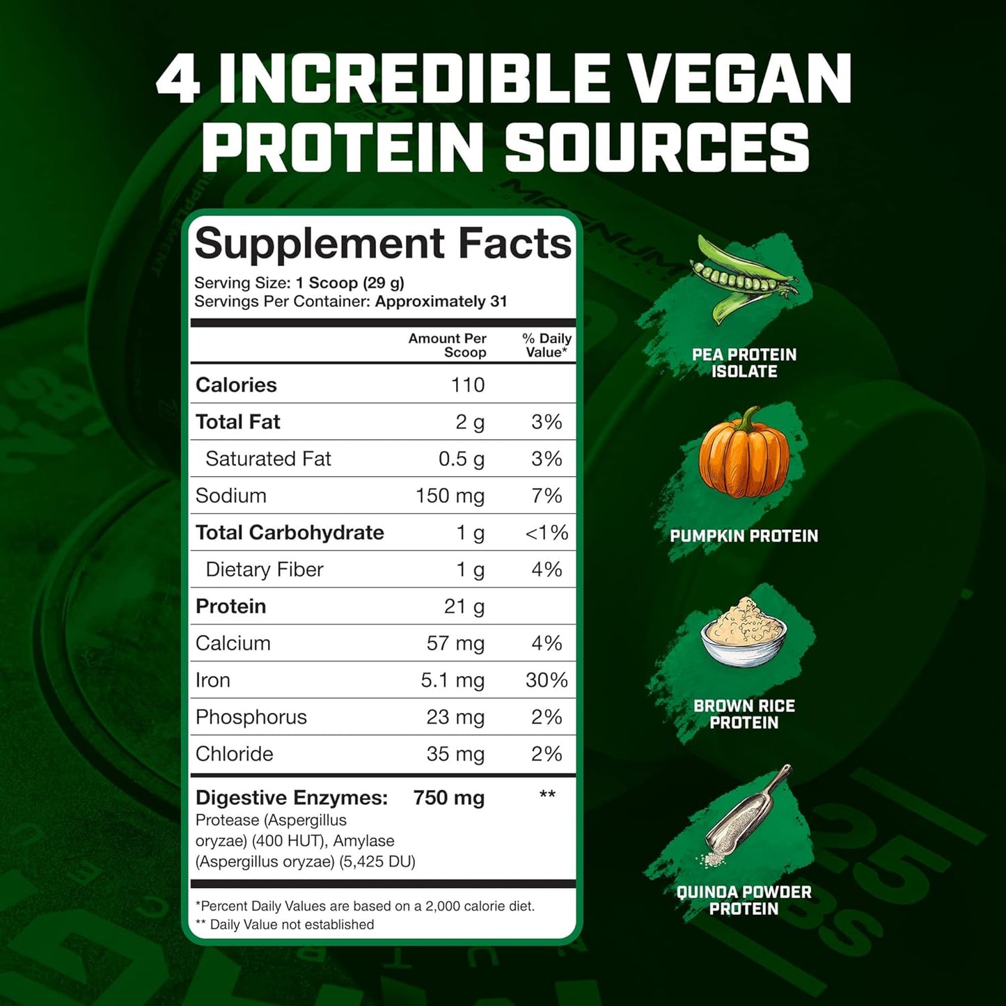 Vanilla 2lb Vegan Protein Powder Isolate for Muscle Growth & Recovery - Premium Plant-Based Formula by Magnum Nutraceuticals