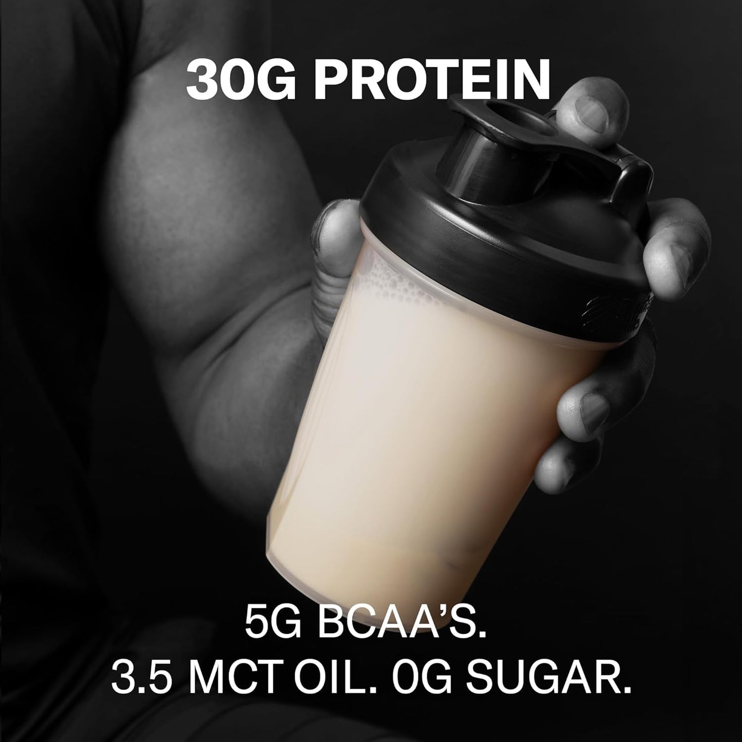 Vanilla 30g Protein Powder for Athletes - Dairy & Gluten Free, 0g Sugar, 5g BCAA, 3.5g MCT - 1.18lb Tub
