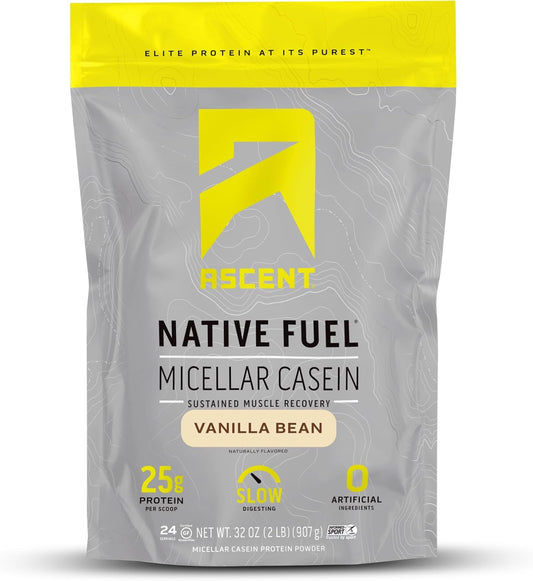 Vanilla Bean Casein Protein Powder - 25g Micellar Casein, Zero Artificial Flavors, Gluten-Free, No Sugar - 2lb