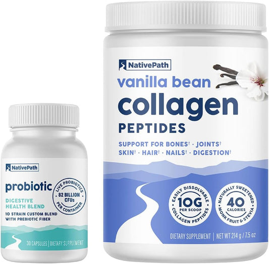 Vanilla Bean Collagen Probiotic - NativePath Probiotic Prime with 30 Strains