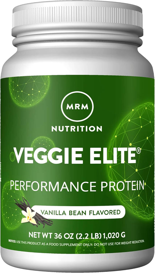 Vanilla Bean Flavored Plant-Based Performance Protein with BCAAs, Digestive Enzymes, Vegan & Gluten-Free - MRM Nutrition Veggie Elite (30 Servings) - BoostGo Australia