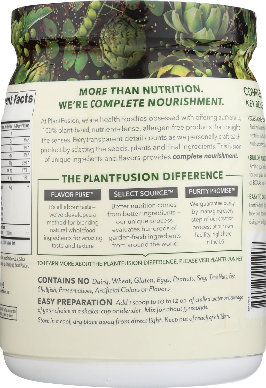 Vanilla Bean Plant-Based Protein Powder with BCAAs and Digestive Enzymes - Vegan Keto-Friendly Protein Supplement - 1 lb