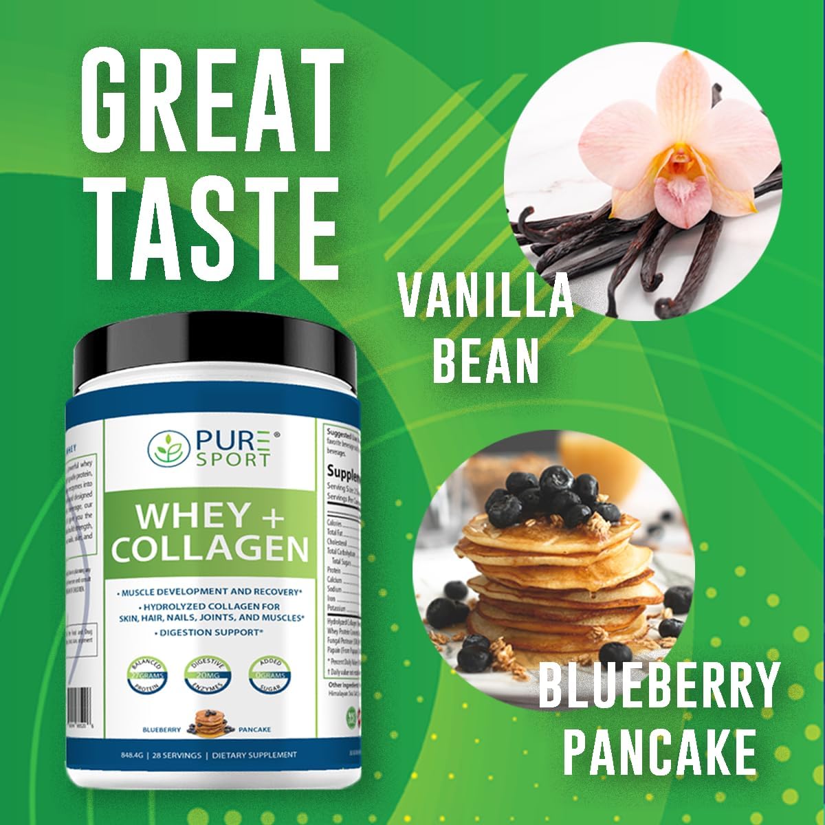 Vanilla Bean Pure Whey Protein with Collagen Blend