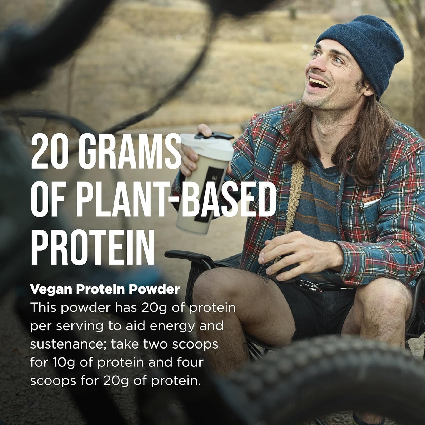 Vanilla Bean Vegan Protein Powder - 20g Plant-Based Protein Mix - Non-GMO, Gluten-Free - 3.5g BCAAs - 9 Essential Amino Acids - 15-Day Supply