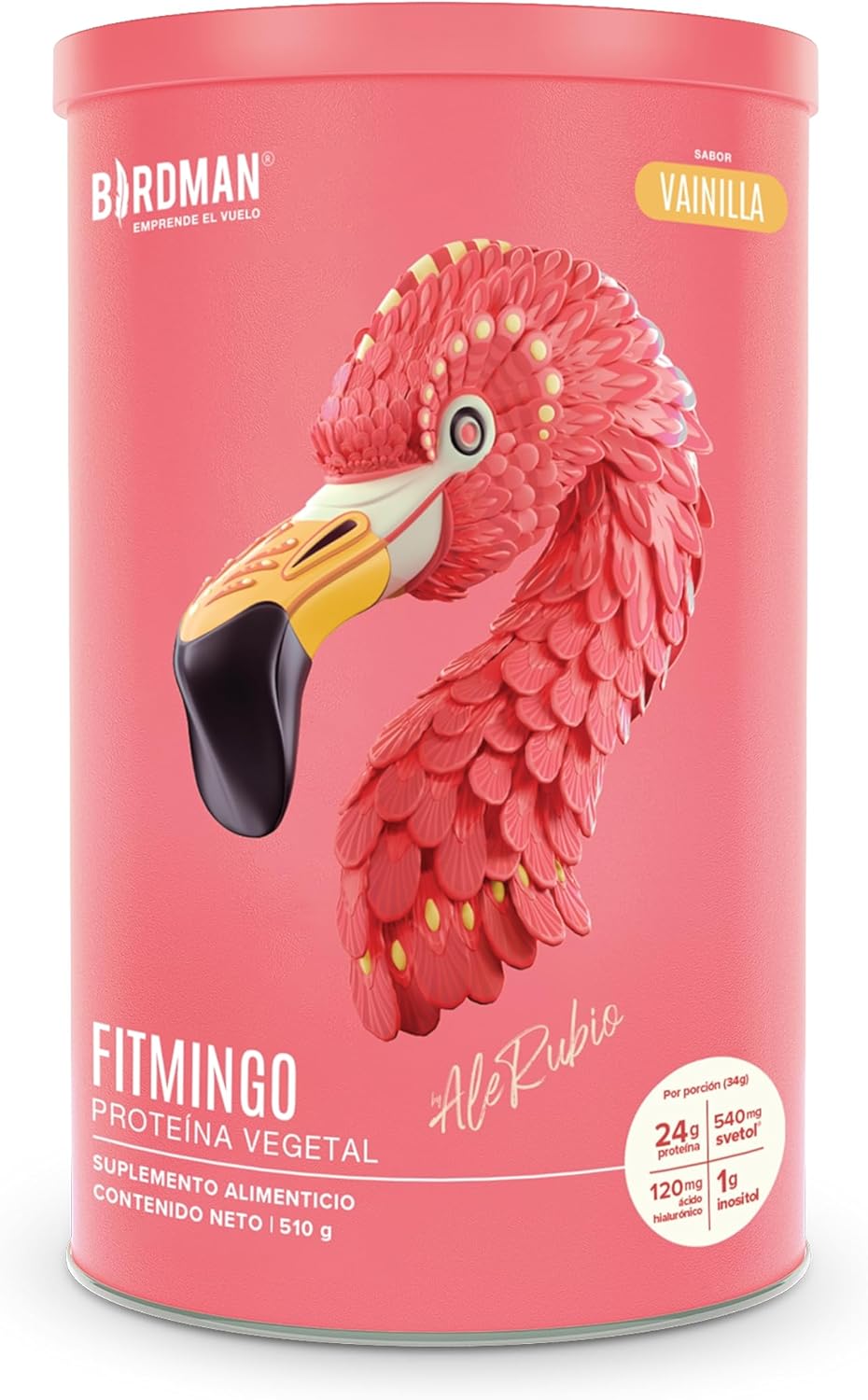 Vanilla Birdman Fitmingo Vegan Protein Powder with Inositol, Collagen Boosters, Hyaluronic Acid and Vitamins - Low Carb, Dairy Free, 23g Plant Based Protein