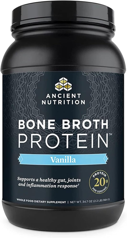 Vanilla Bone Broth Protein Powder: 20g Protein, 40 Servings, Gluten-Free Collagen Peptides for Shakes - BoostGo Australia