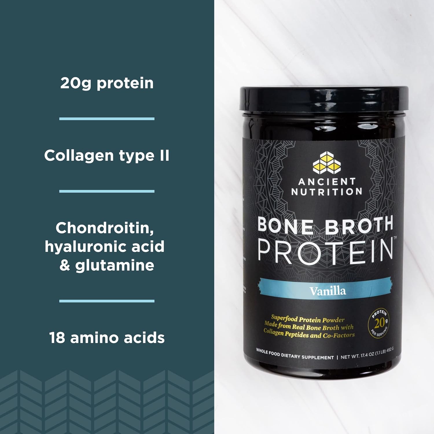 Vanilla Bone Broth Protein Powder: 20g Protein, 40 Servings, Gluten-Free Collagen Peptides for Shakes - BoostGo Australia