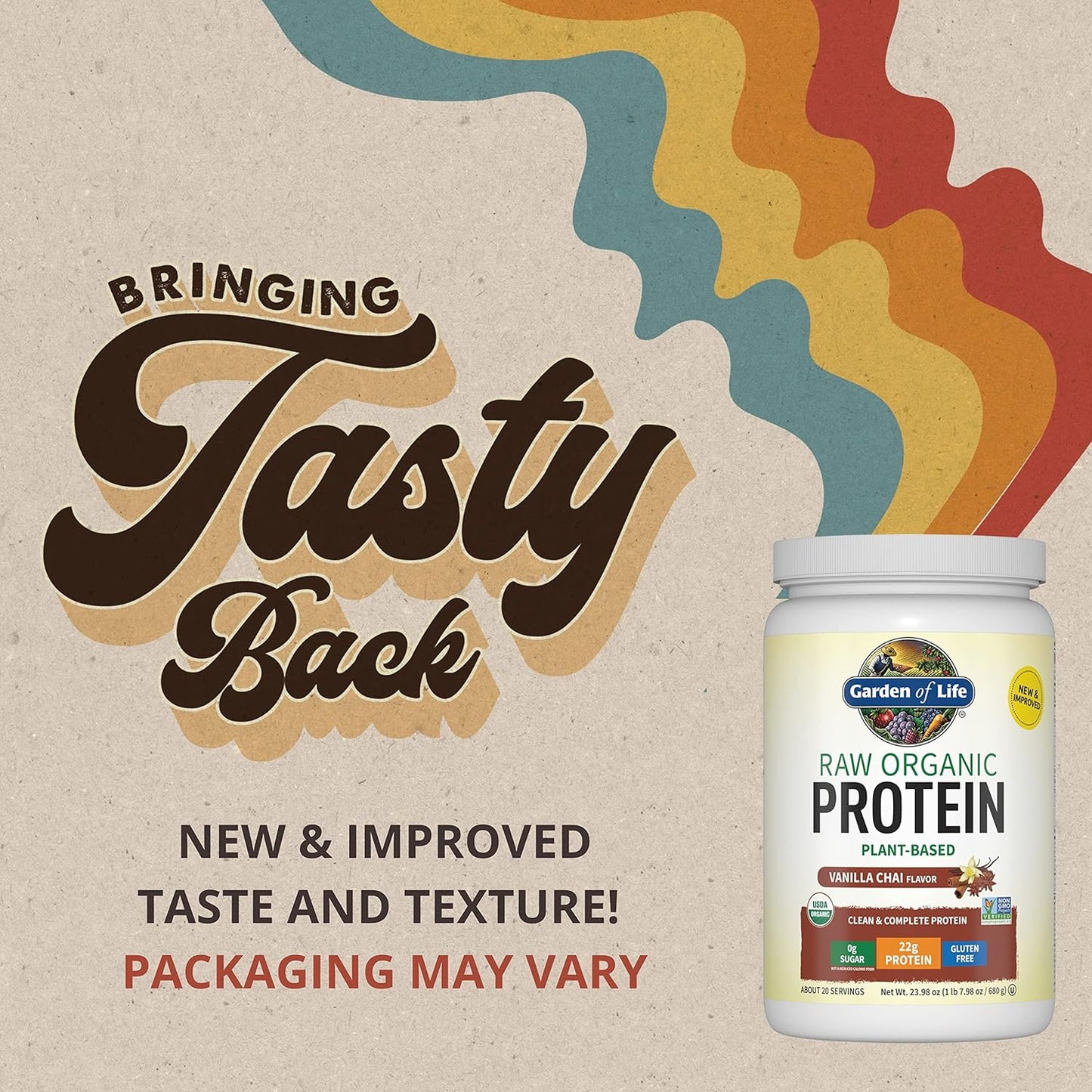 Vanilla Chai Organic Protein Powder - Vegan & Gluten Free, Plant Based Protein Shake with Probiotics, Enzymes, BCAAs - 20 Servings