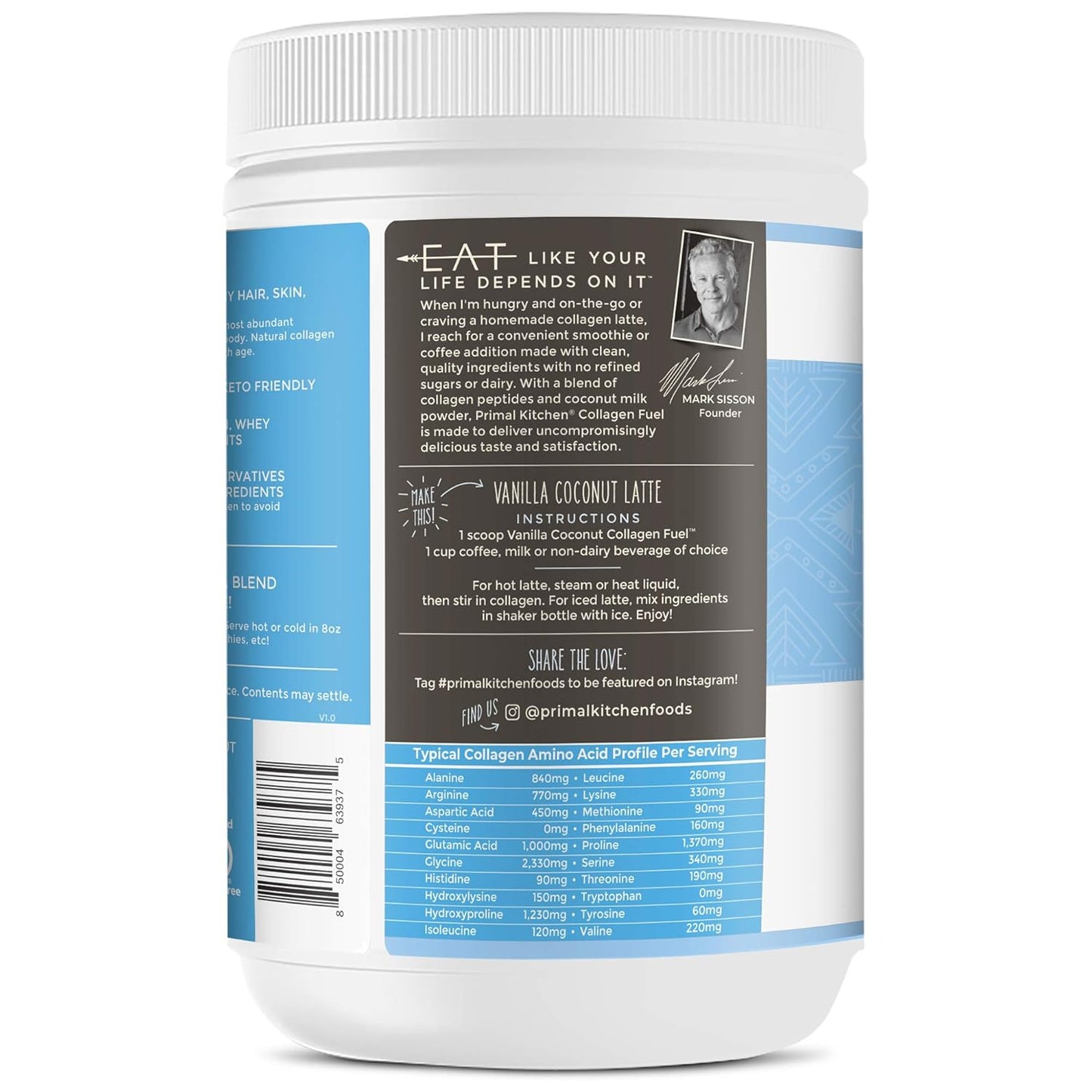 Vanilla Coconut Collagen Peptides Drink Mix - Dairy & Sugar-Free 20oz