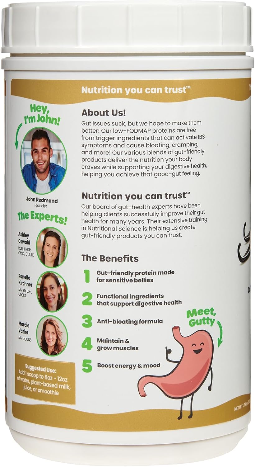 Vanilla Collagen Peptides & Oat Protein Powder - Low FODMAP, Dairy-Free, Non-Bloating (20 Servings)