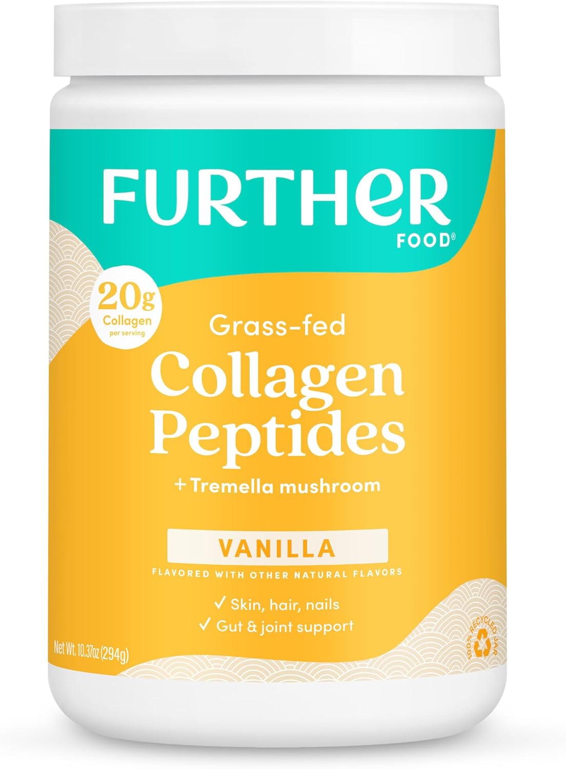 Vanilla Collagen Peptides Powder for Gut Health and Joint Support, Grass-Fed Hydrolyzed Protein for Hair, Skin, Nails - Paleo and Keto Friendly (10.37 oz)