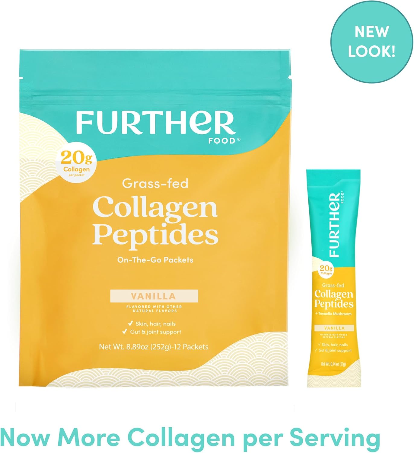 Vanilla Collagen Peptides Stick Packs - Grass-Fed, Pasture-Raised, Type 1 & 3 Protein for Gut Health, Joints, Hair, Skin, Nails - Paleo, Keto, Sugar-Free 8.89 oz