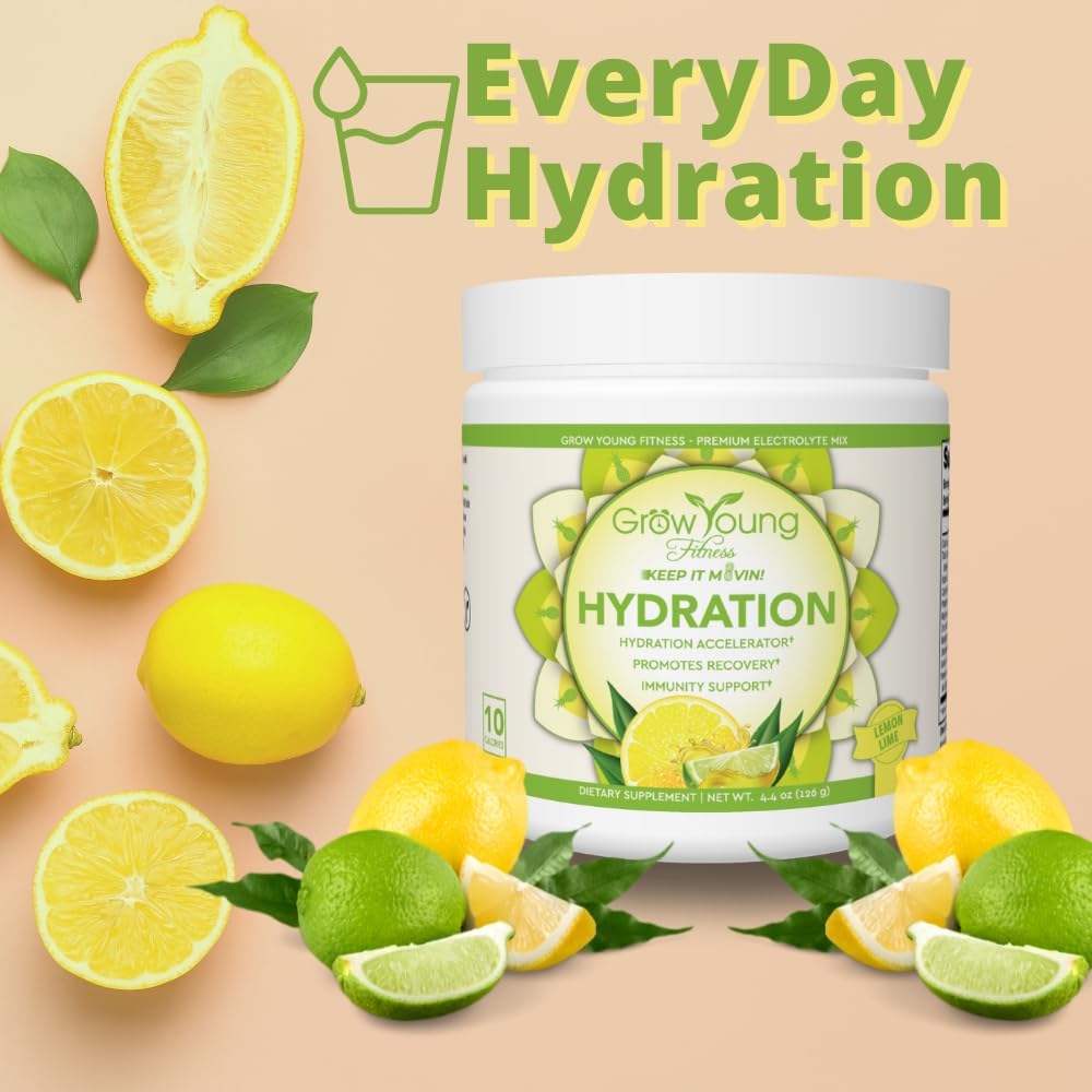 Vanilla Collagen Powder + Lemon Lime Hydration + Probiotic Bundle for Energy, Digestive Health, and Strong Bones - 12.4oz Collagen + 30-Pack Hydration Powder + 30-Day Supply - Grow Young Fitness