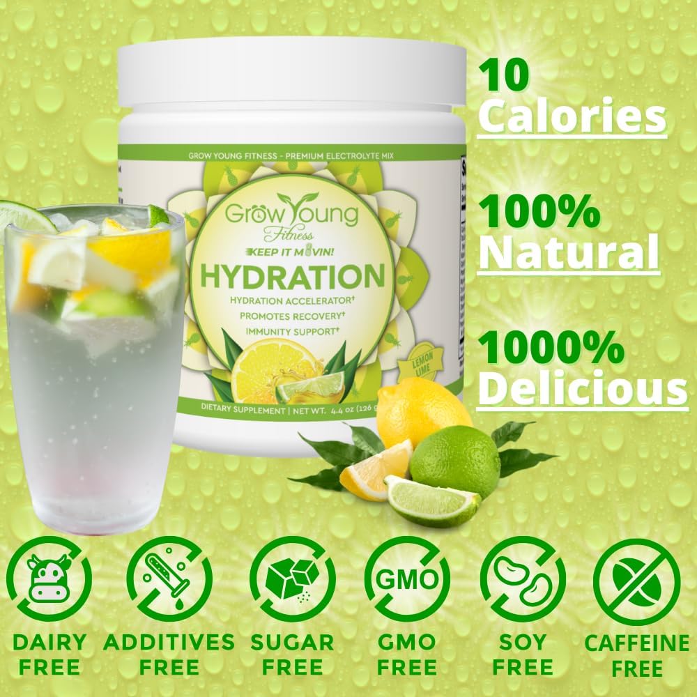 Vanilla Collagen Powder + Lemon Lime Hydration + Probiotic Bundle for Energy, Digestive Health, and Strong Bones - 12.4oz Collagen + 30-Pack Hydration Powder + 30-Day Supply - Grow Young Fitness