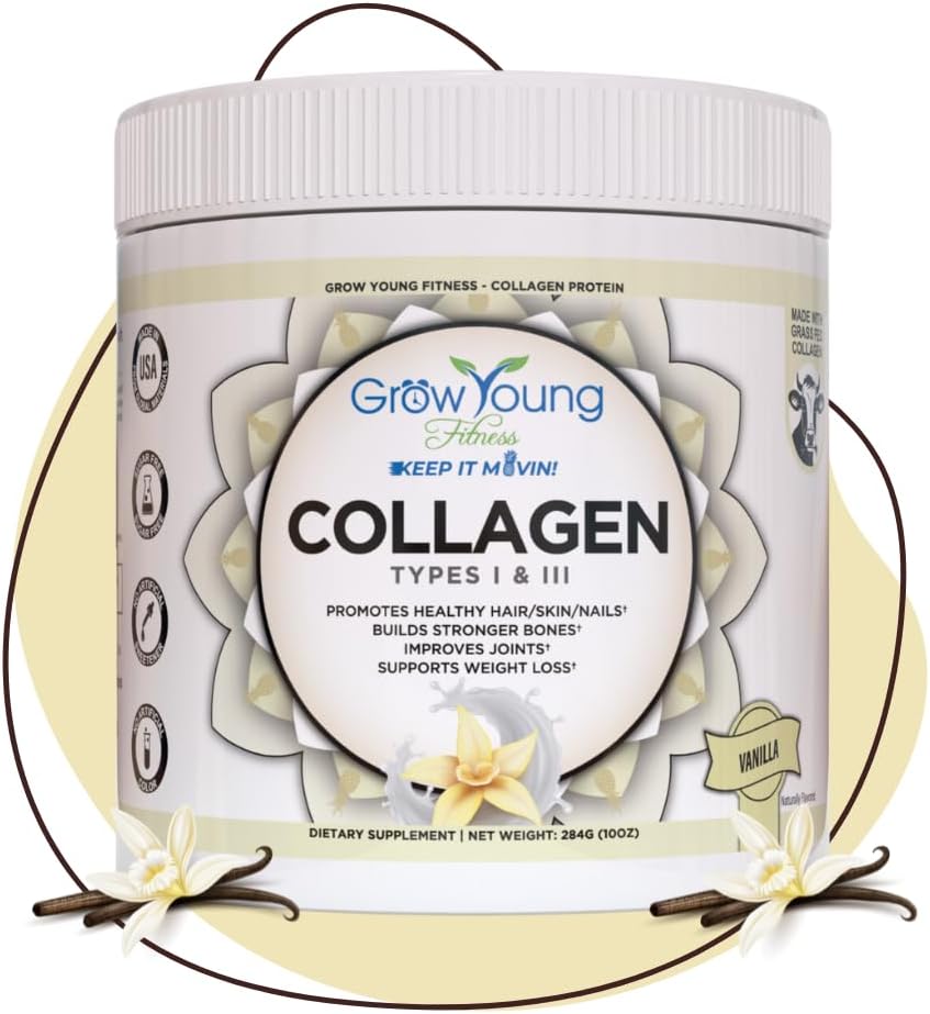 Vanilla Collagen Powder + Lemon Lime Hydration + Probiotic Bundle for Energy, Digestive Health, and Strong Bones - 12.4oz Collagen + 30-Pack Hydration Powder + 30-Day Supply - Grow Young Fitness