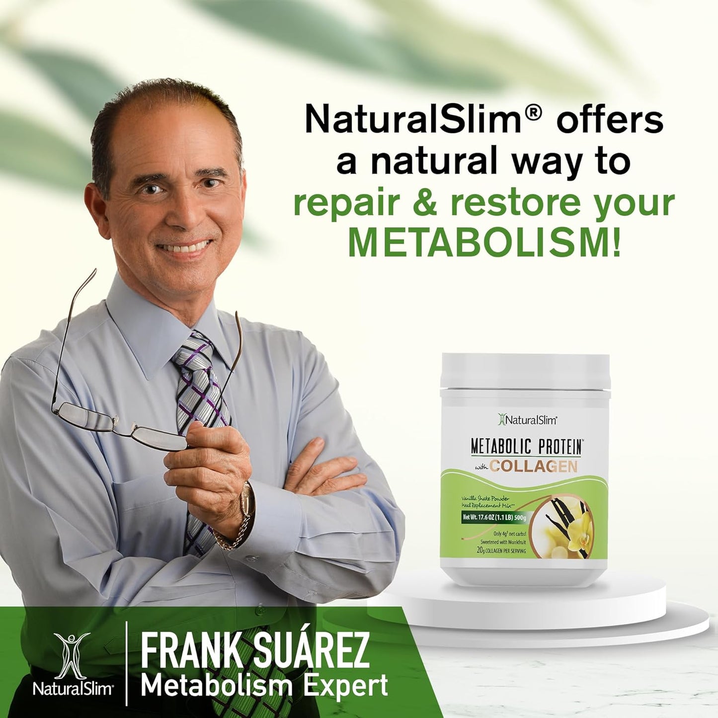 Vanilla Collagen Protein Powder for Hair, Skin, Bone, and Metabolism - Low Carb Meal Replacement Shake Mix - 17.6 oz