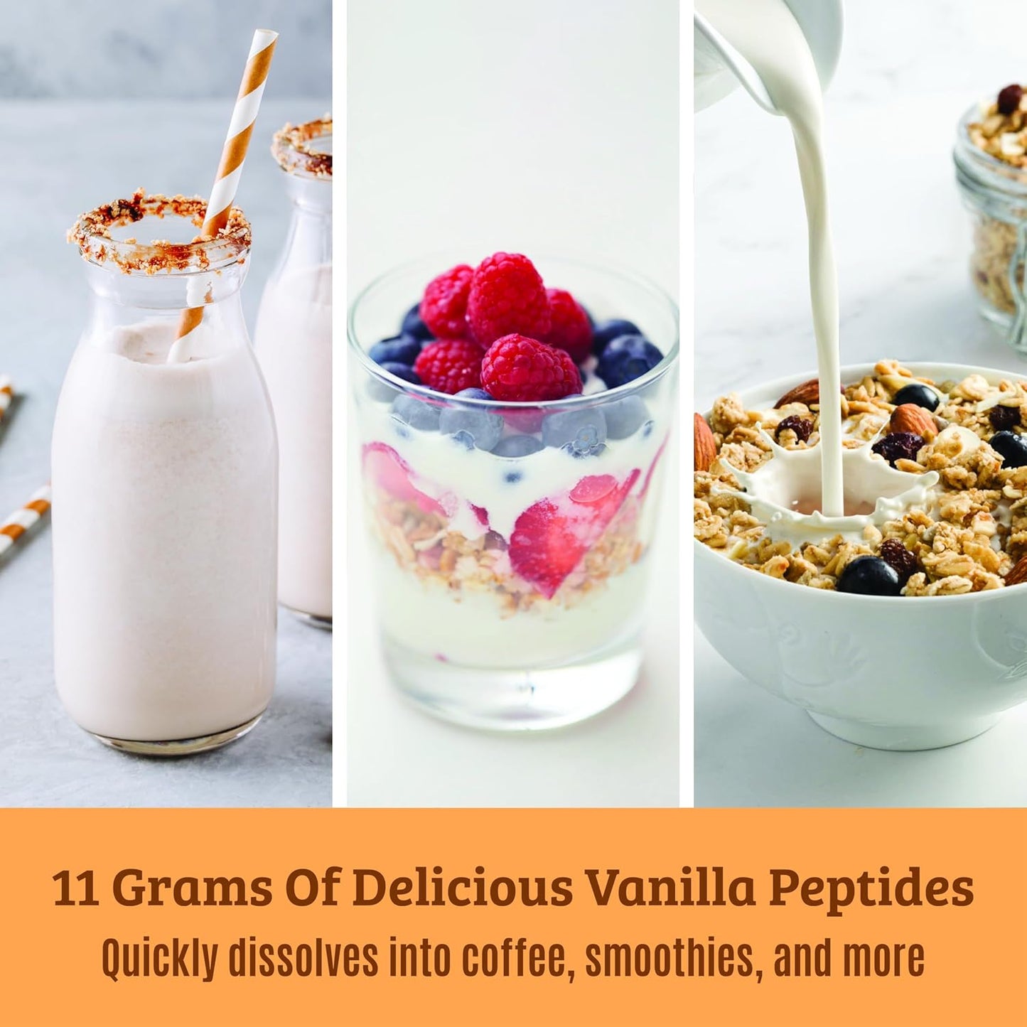 Vanilla Collagen Protein Powder with Hyaluronic Acid, Vitamin C, Biotin - Hair Skin Nails Joint Support - Keto-Friendly, Type 1 & 3