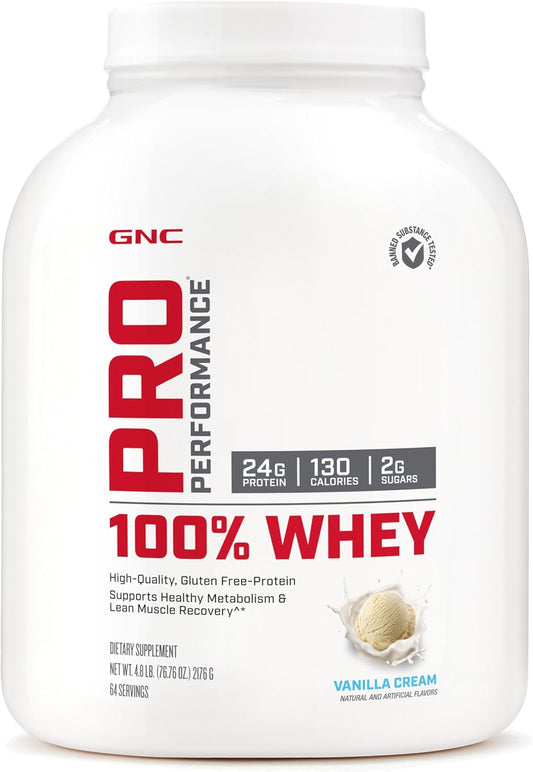 Vanilla Cream GNC Pro Performance Whey Protein Powder - 4.8 Pound Jar
