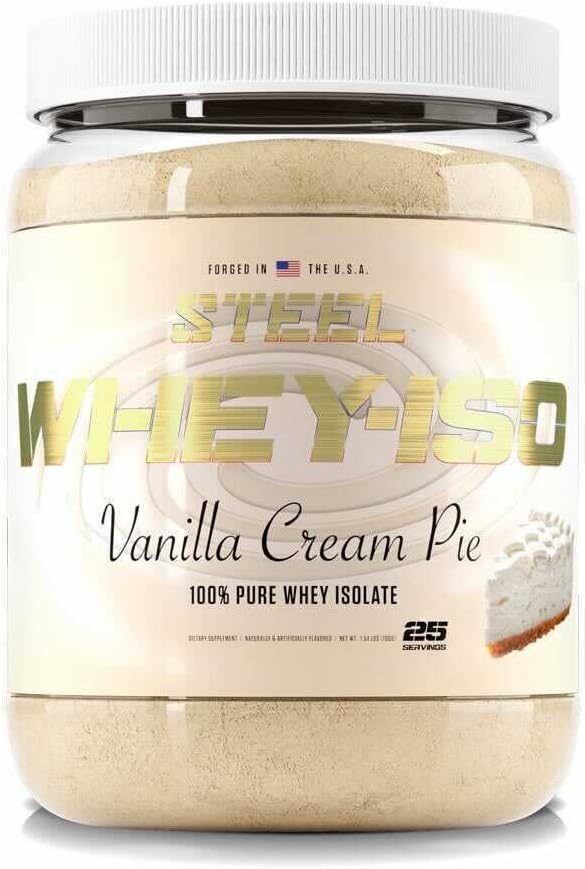 Vanilla Cream Pie Whey Isolate Protein Powder by Steel Supplements | Fast Absorbing for Lean Muscle Growth | Gluten Free & Low Carb | 25 Servings - BoostGo Australia