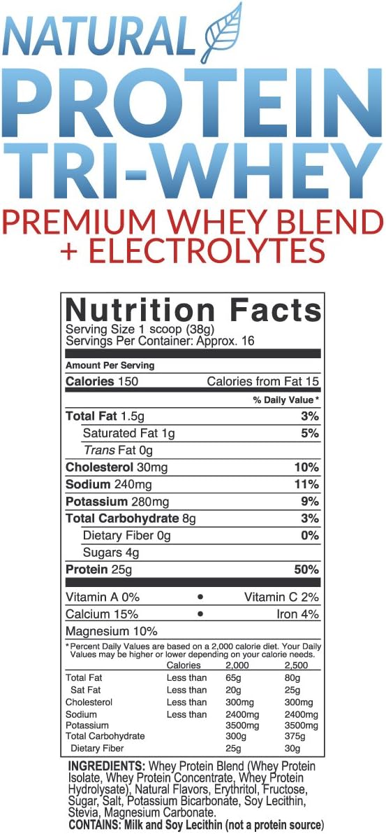 Vanilla E-hydrate Tri-Whey Protein Powder with Gluten-Free BCAA and Electrolytes for Hydration and Recovery - 1.3lb Tub
