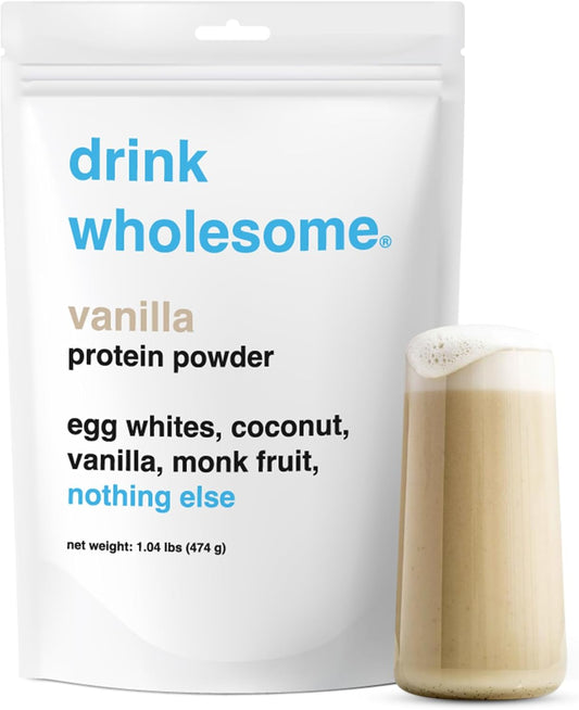 Vanilla Egg White Protein Powder - Sensitive Stomach Friendly, Dairy & Lactose Free, No Artificial Sweeteners - Carnivore & Paleo Diet Approved for Kids & Seniors