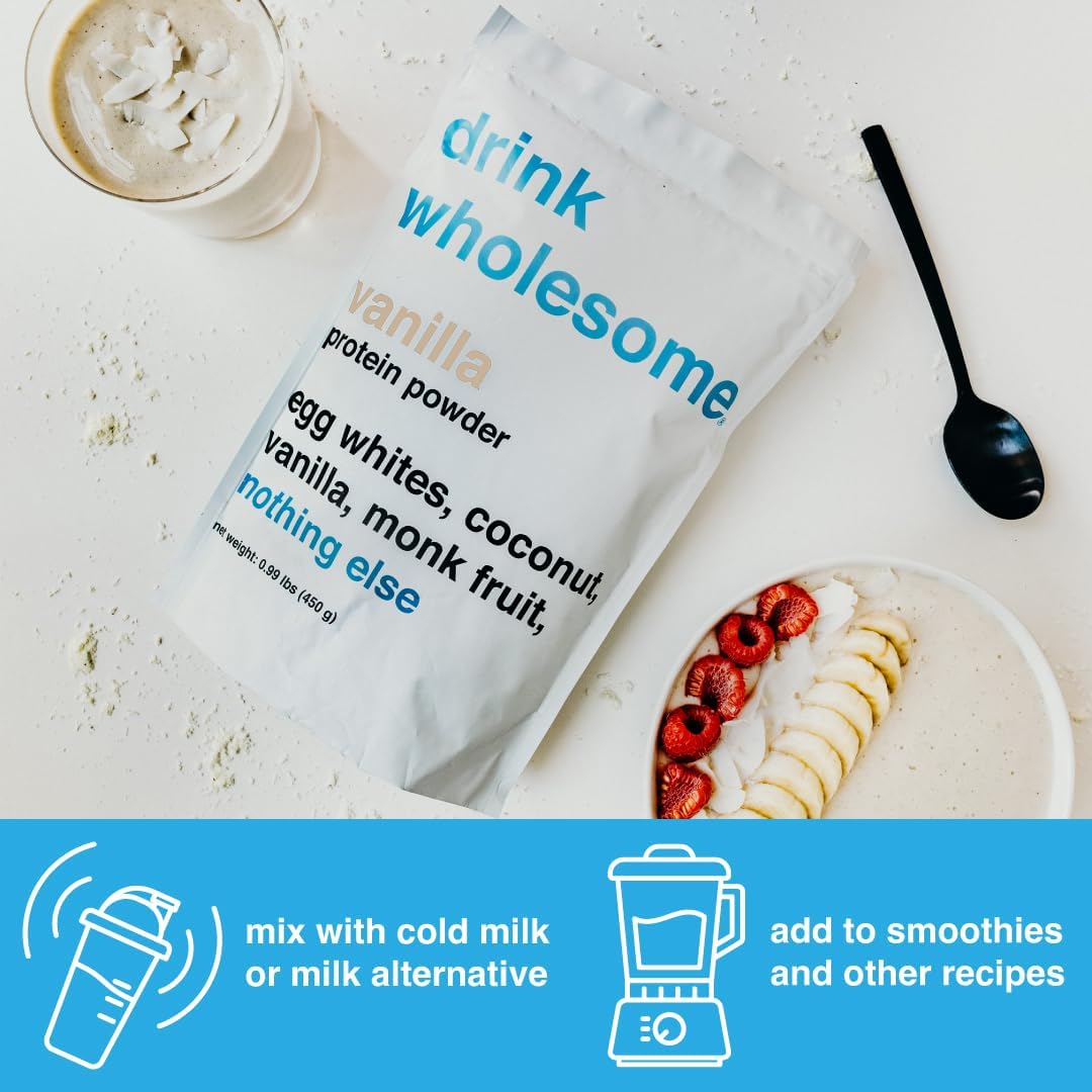 Vanilla Egg White Protein Powder - Sensitive Stomach Friendly, Dairy & Lactose Free, No Artificial Sweeteners - Carnivore & Paleo Diet Approved for Kids & Seniors