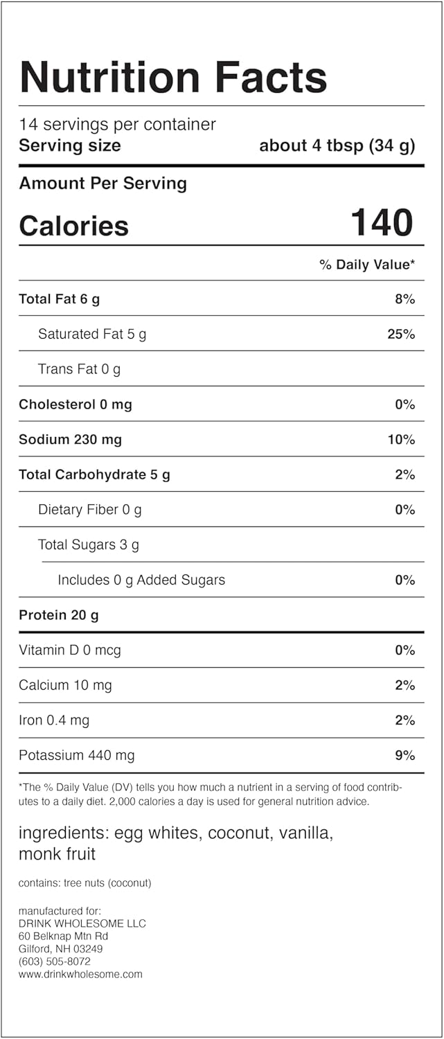 Vanilla Egg White Protein Powder - Sensitive Stomach Friendly, Dairy & Lactose Free, No Artificial Sweeteners - Carnivore & Paleo Diet Approved for Kids & Seniors