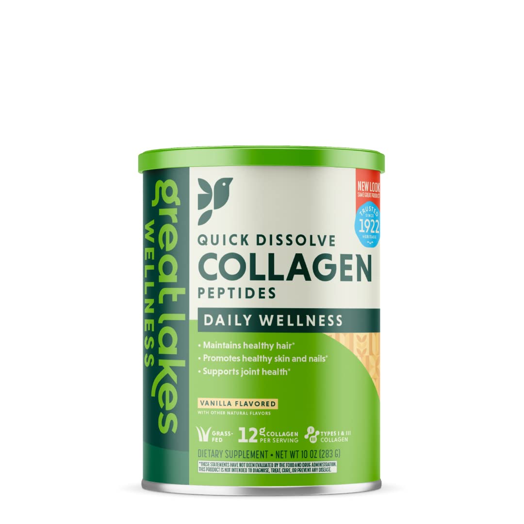 Vanilla Flavored Collagen Peptides Powder for Skin, Hair, Nails, Joints, Digestion - Great Lakes Wellness - Hydrolyzed, Non-GMO, Kosher - 10 oz - BoostGo Australia