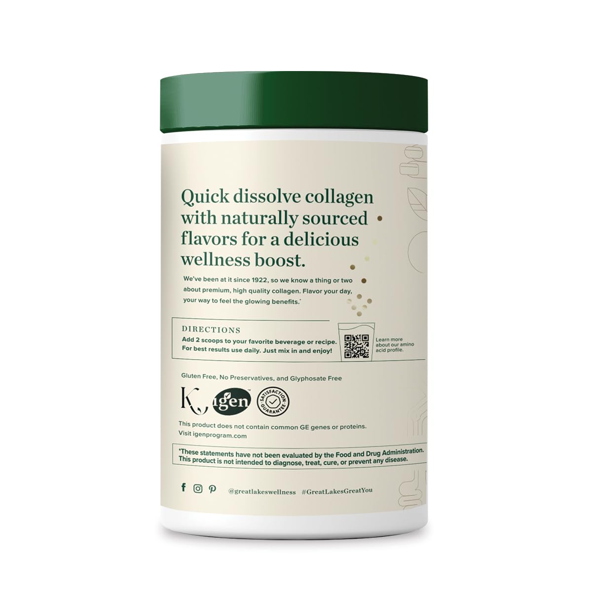 Vanilla Flavored Collagen Peptides Powder for Skin, Hair, Nails, Joints, Digestion - Great Lakes Wellness - Hydrolyzed, Non-GMO, Kosher - 10 oz - BoostGo Australia
